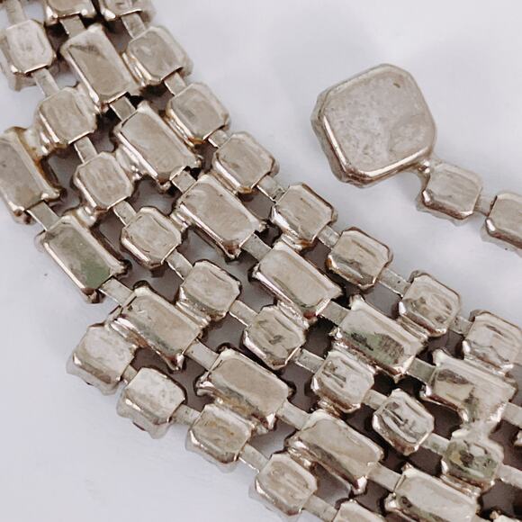 Vintage 1950s Clear Rhinestone Choker Necklace Mid Century Silver Tone Cocktail - Picture 11 of 12